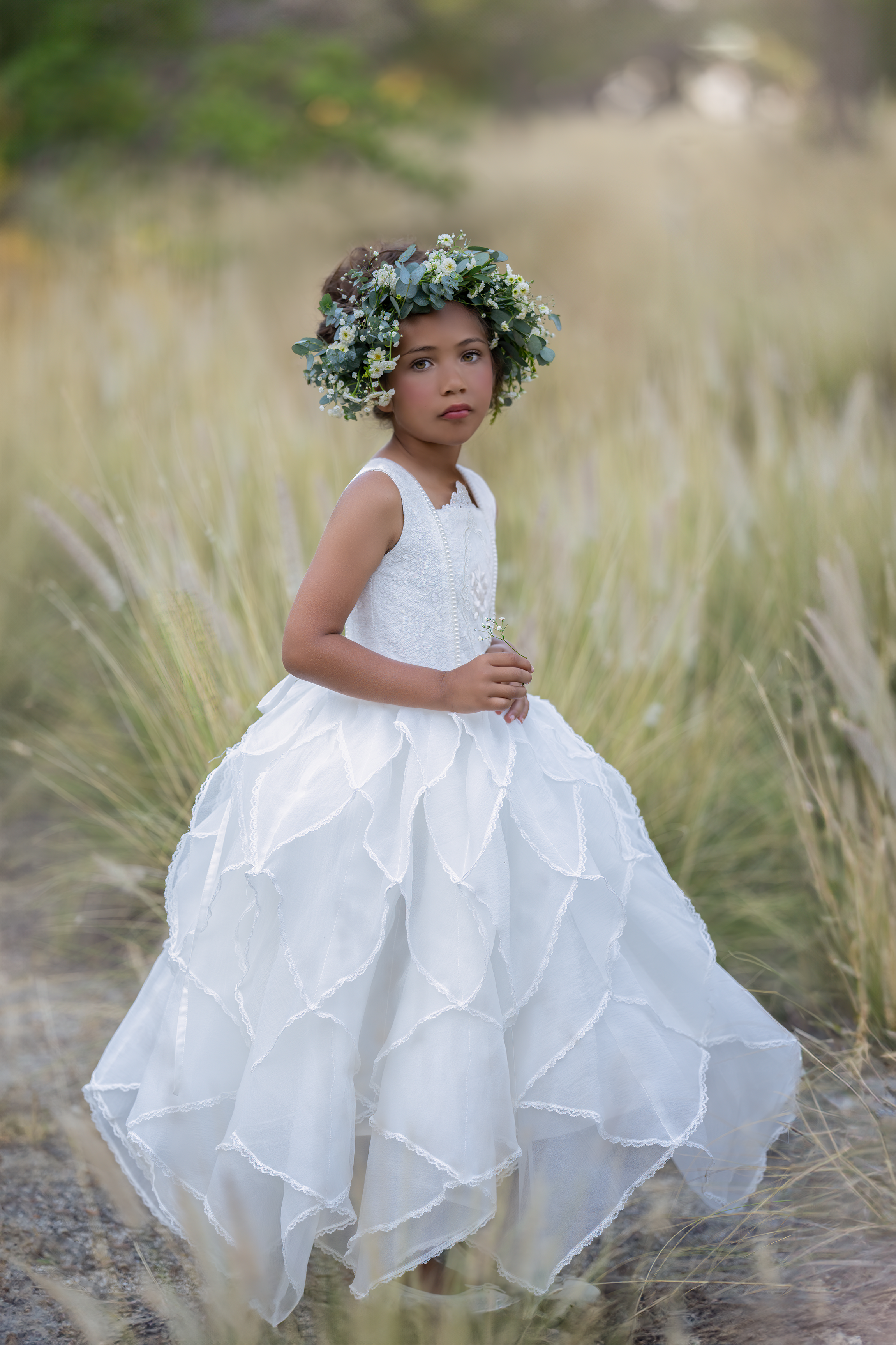 white, gown, dollcake,wedding,dress, flowergirl, side view