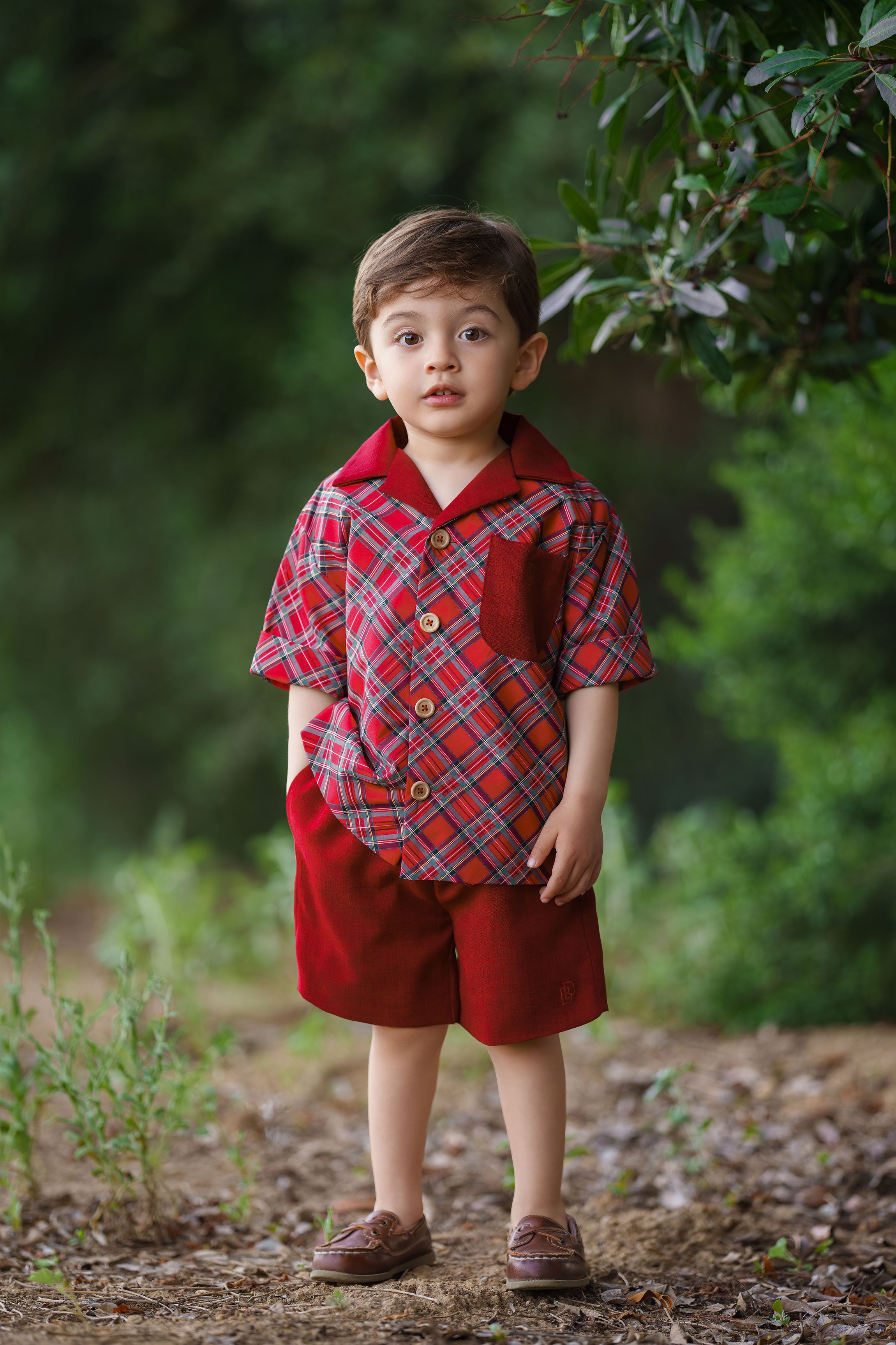 Set Sentuhan Tartan (Merah)