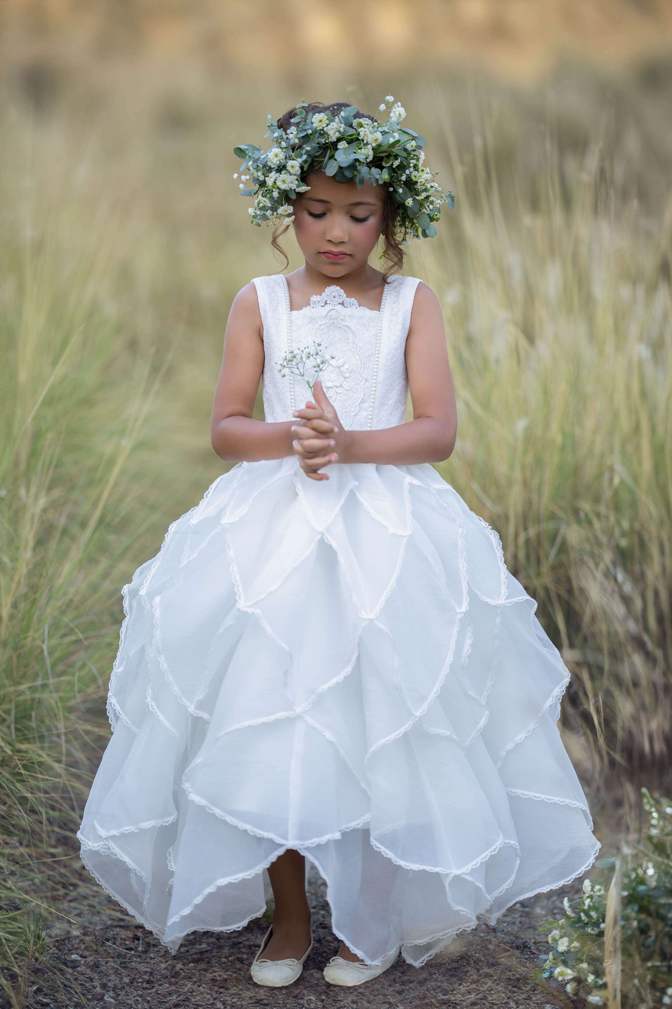 white, gown, dollcake,wedding,dress, flowergirl, front view