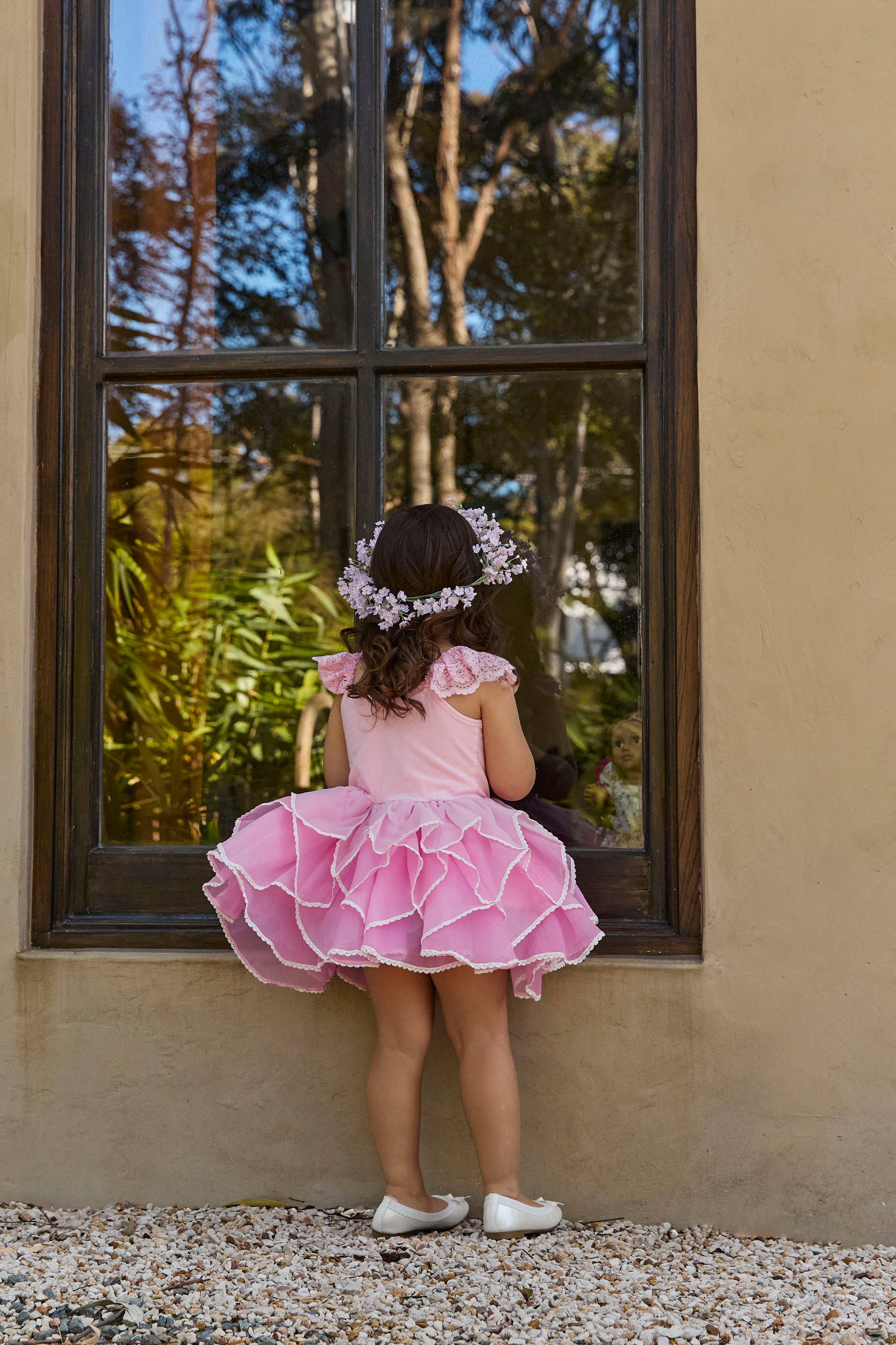 Honeycomb Tiered Dress (Pink)