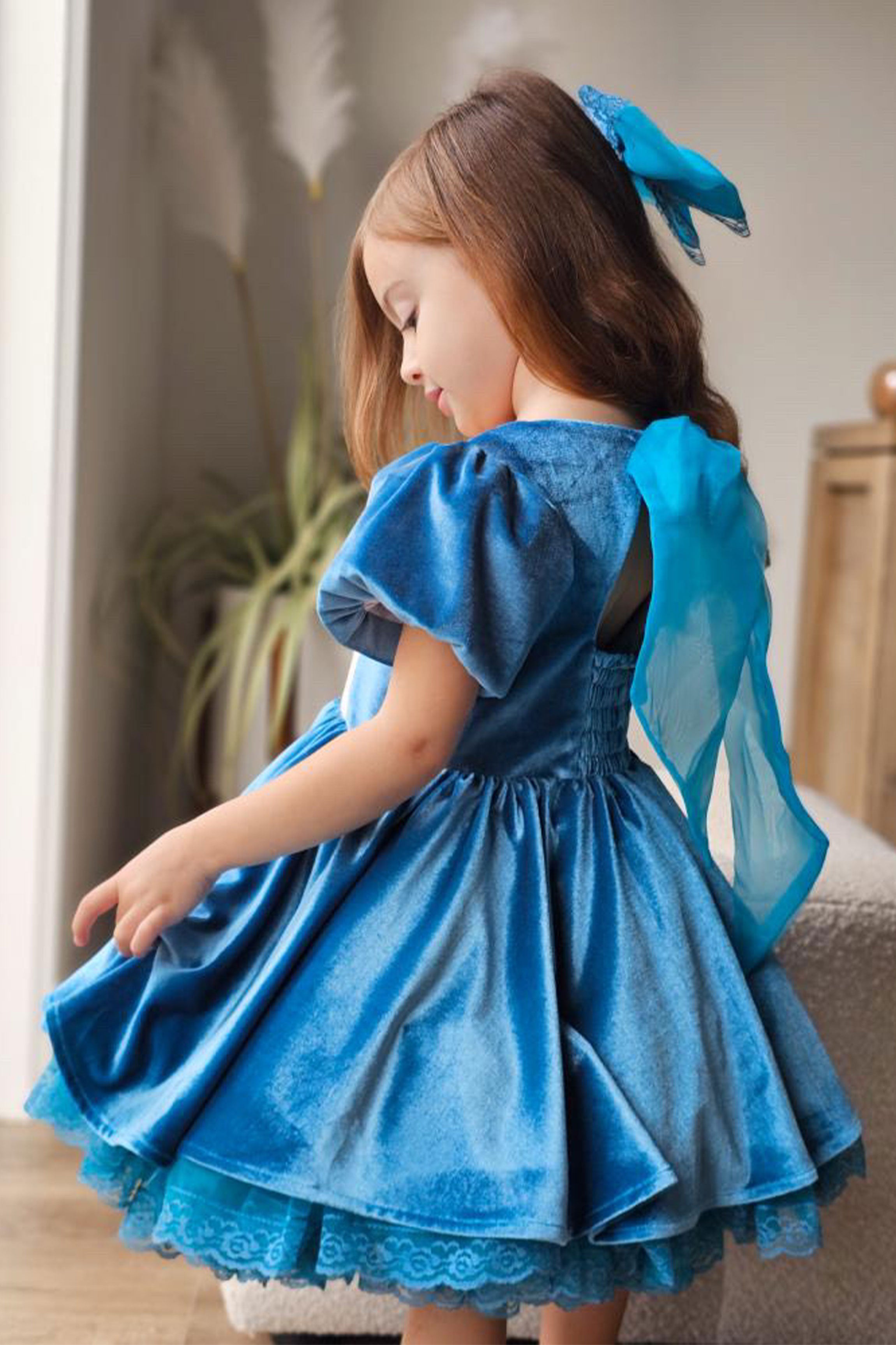 Peacock Velvet Dress
