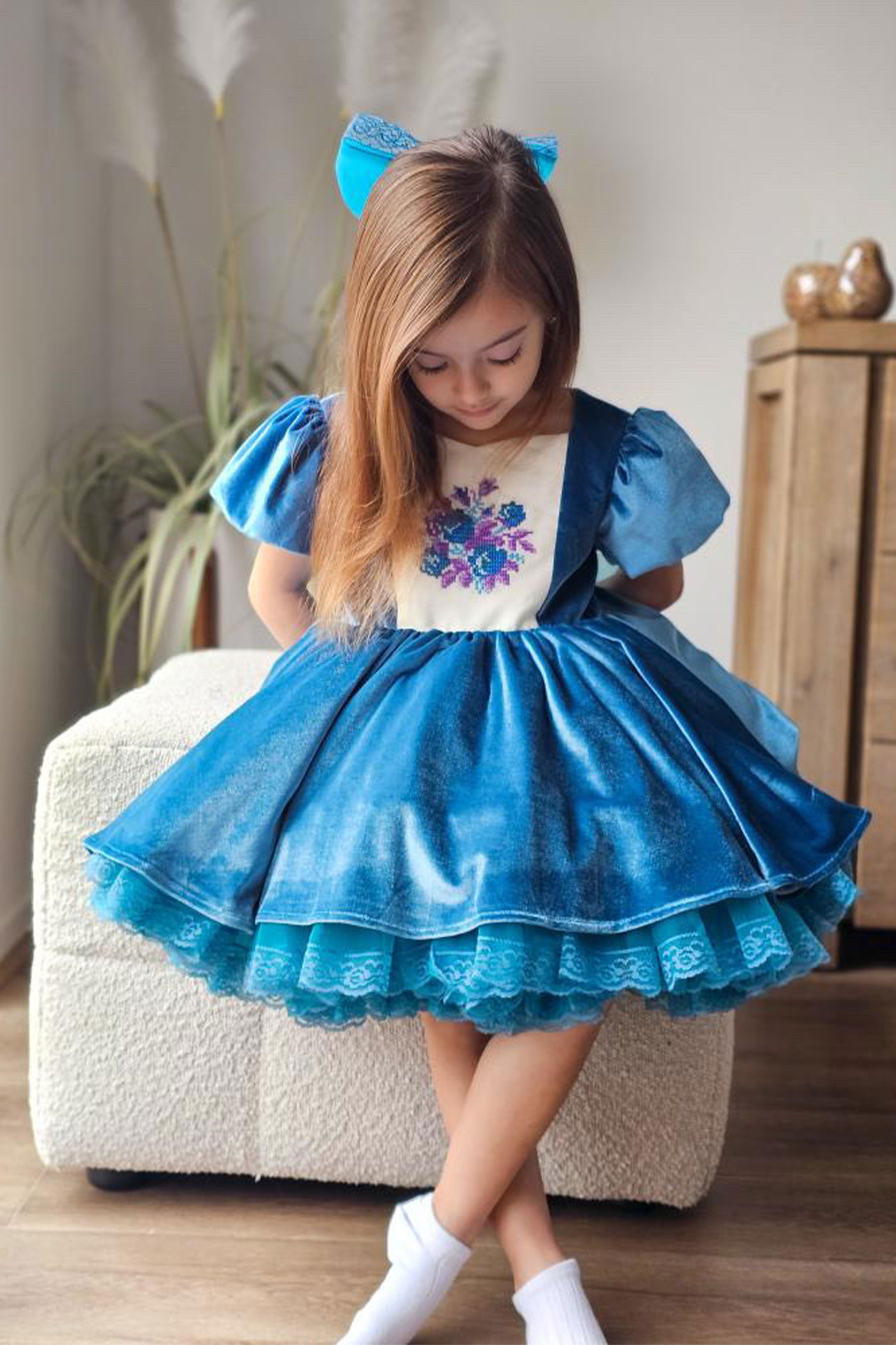 Peacock Velvet Dress