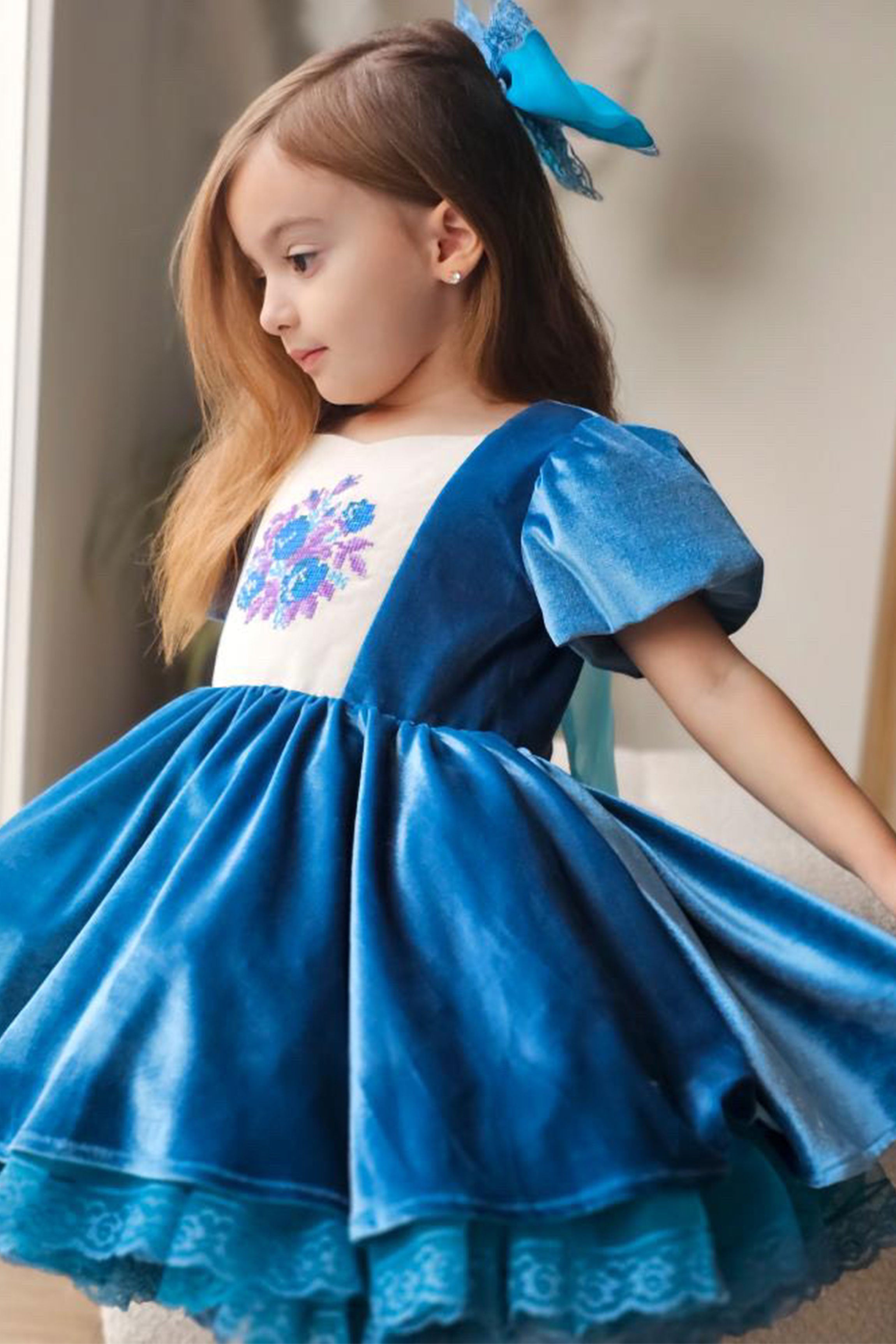 Peacock Velvet Dress
