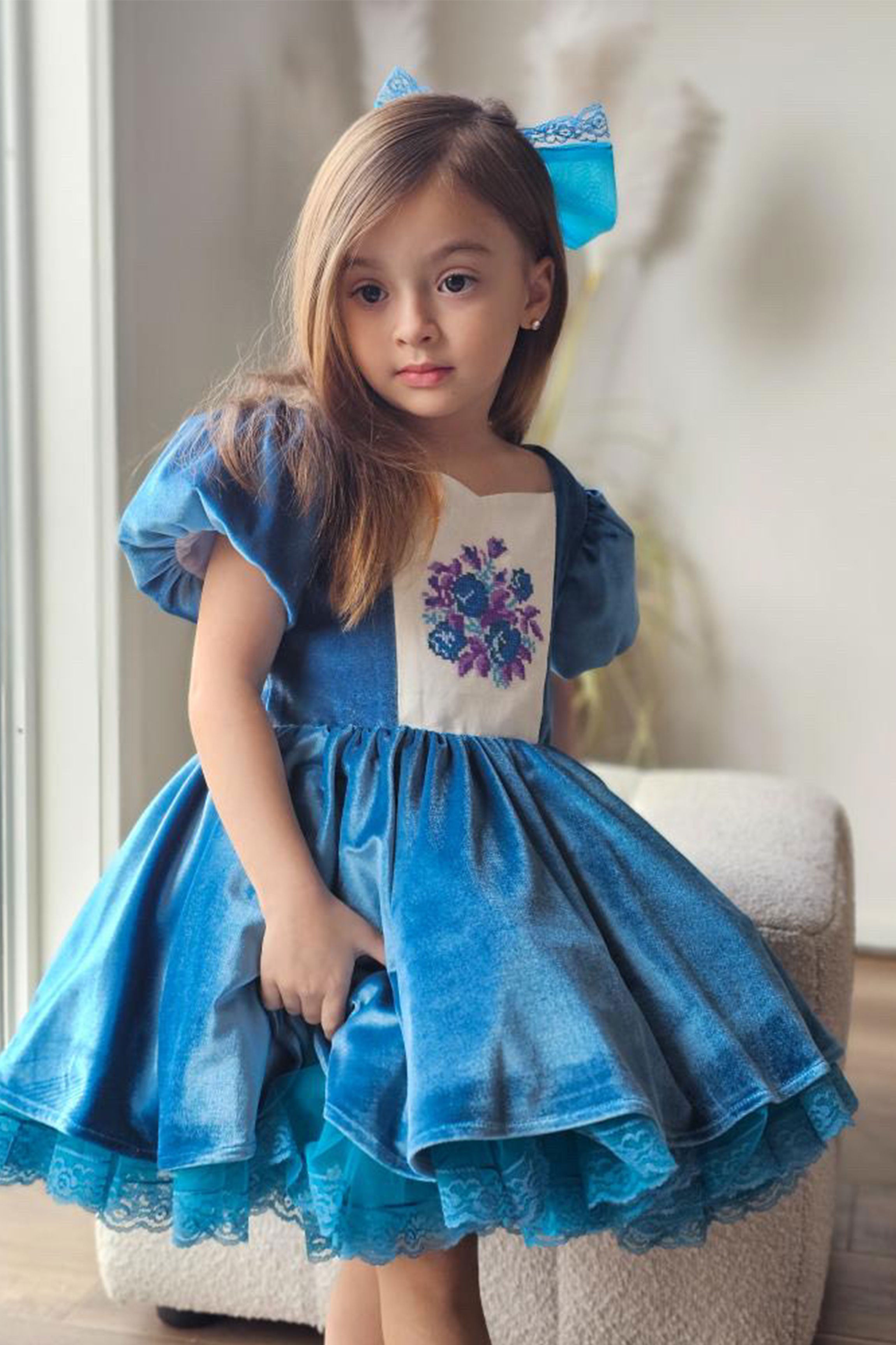 Peacock Velvet Dress